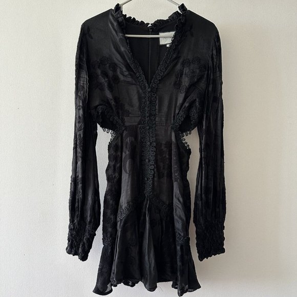 Alexis Dress Black Lace Sarabeth V-neck Mini Sz M Cutout - Picture 7 of 11